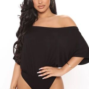 Black Off-Shoulder Bodysuit